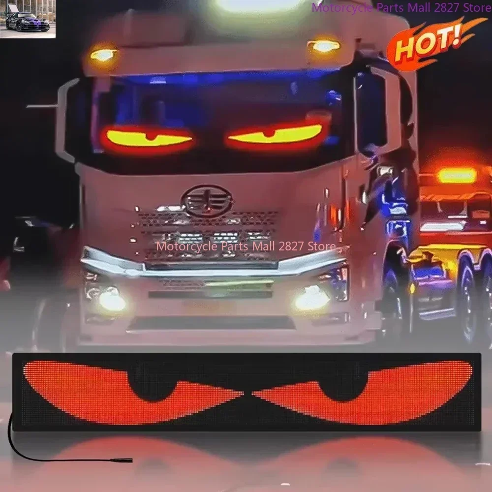 Truck Car Devil Eye LED Pixel Panel Light Remote Control Soft Foldable Lighting Scrolling For Board Windshield 12V 24V