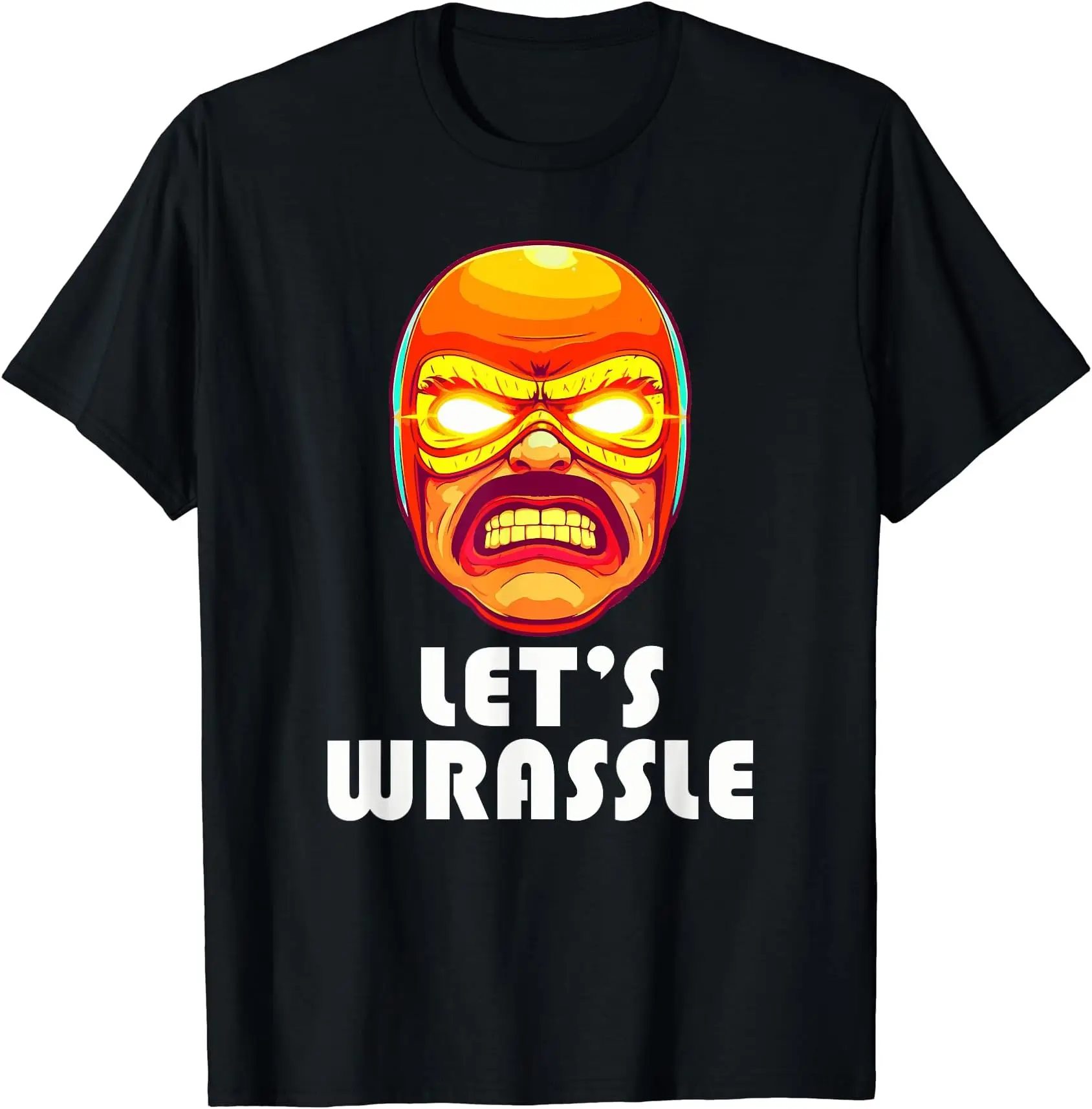 Let's Wrassle Retro Masked Wrestler Crazy Eye T-Shirt Anime Graphic T-shirts For Men Clothing Women Tees Y2K Tops Unisex Summer