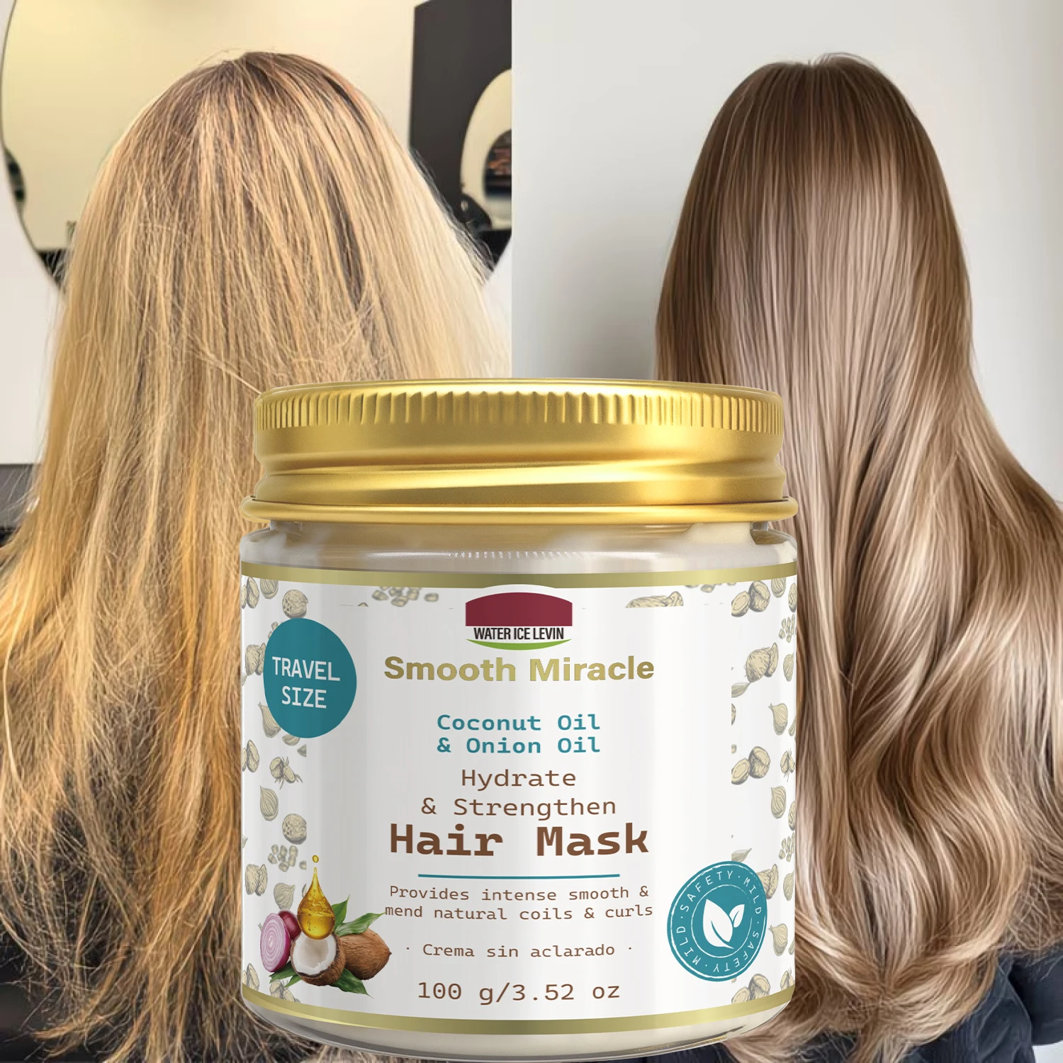 Mascarilla Capilar de Aceite de Coco y Cebolla - Tratamiento Hidratante y Fortalecedor para Rizos Suaves y Saludables