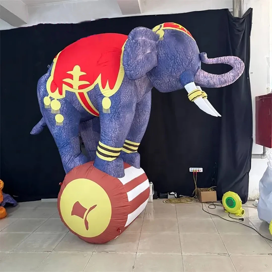 Giant Inflatabl Circus Elephant Doing Stunt Air Blow Creative Cartoon Animal Mascot Theme Party Decor for Event Advertise