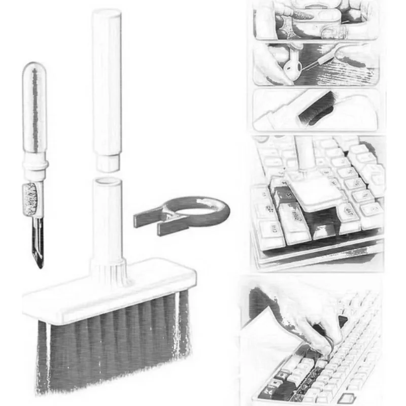 

Щетка для чистки клавиатуры 5 в 1, инструмент для чистки клавиатуры, многофункциональная ручка для чистки гарнитуры мобильного телефона, набор для чистки щелей