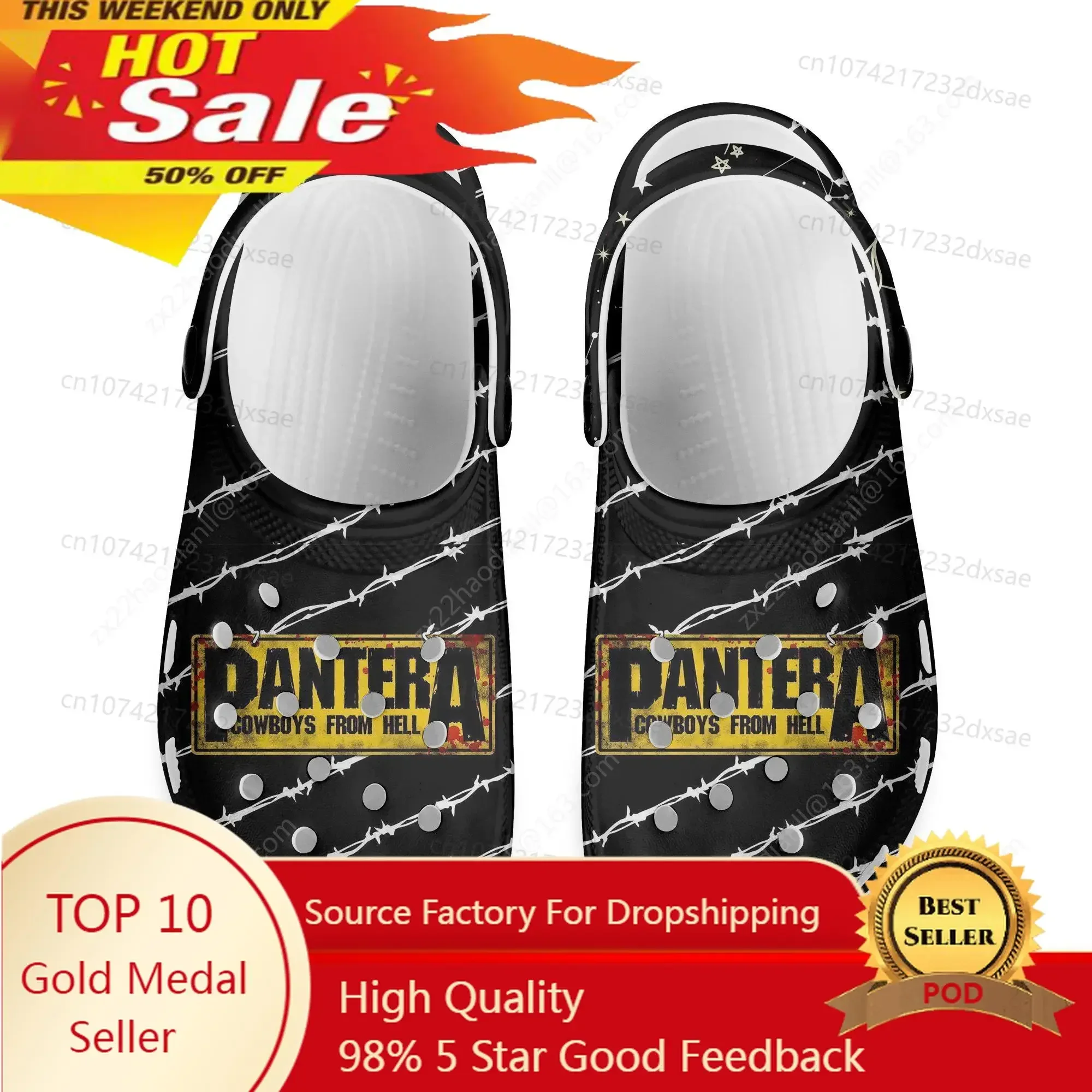 Pantera Metal Band Pop Home Clogs Custom Water Shoes Men Womens Teenager Shoe Garden Clog Breathable Beach Hole Slippers