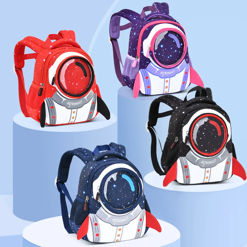 Zainetto 3D Rocket per bambini borsa per libri scolastici astronauti zaini impermeabili per bambini in cartone animato zainetto resistente all\'usura