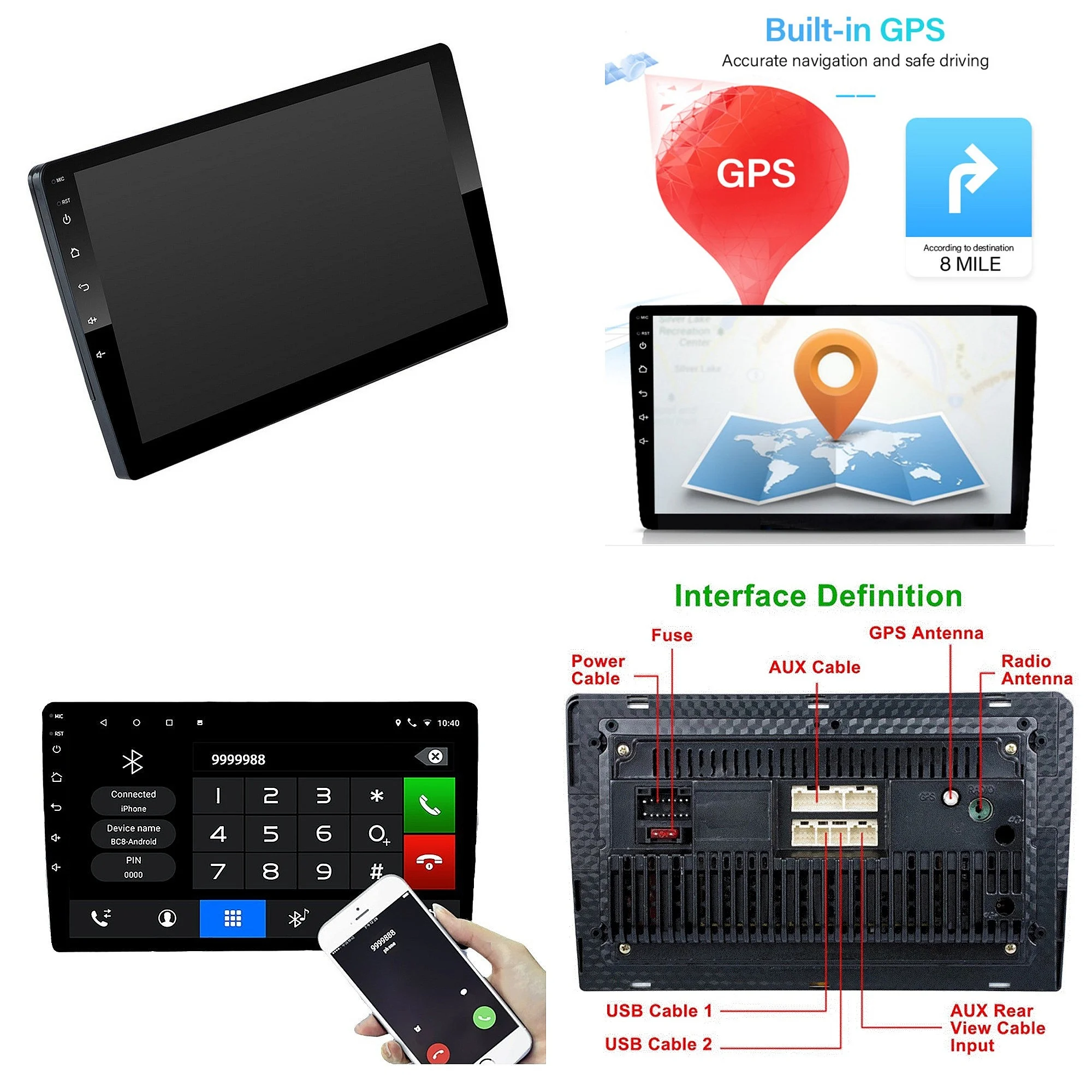 7/9/10. 1 inch universal Android car player navigation carplay MP5 car large screen navigator