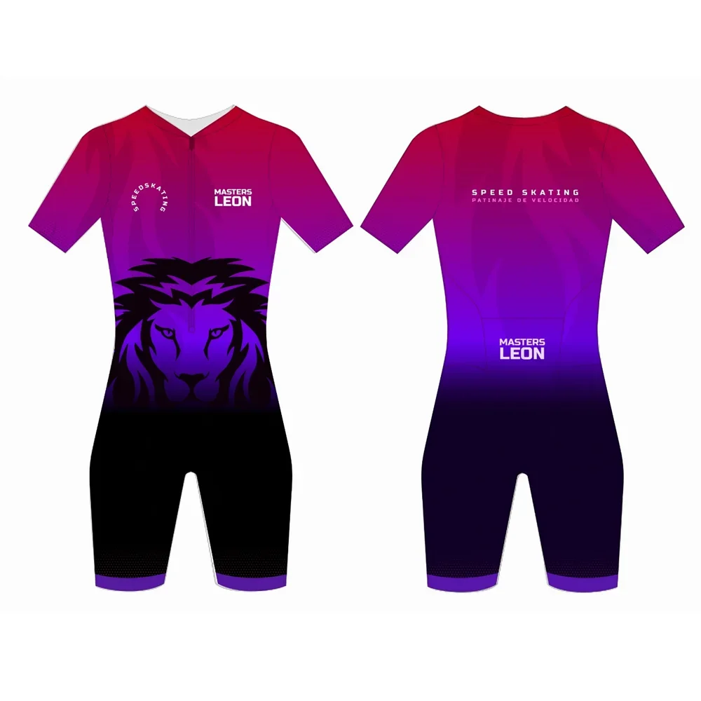 Inline Speed Roller Skating Suit For Adults And Children Summer Long Sleeve Bike Jumpsuit Race Team Triathletes Training TriSuit