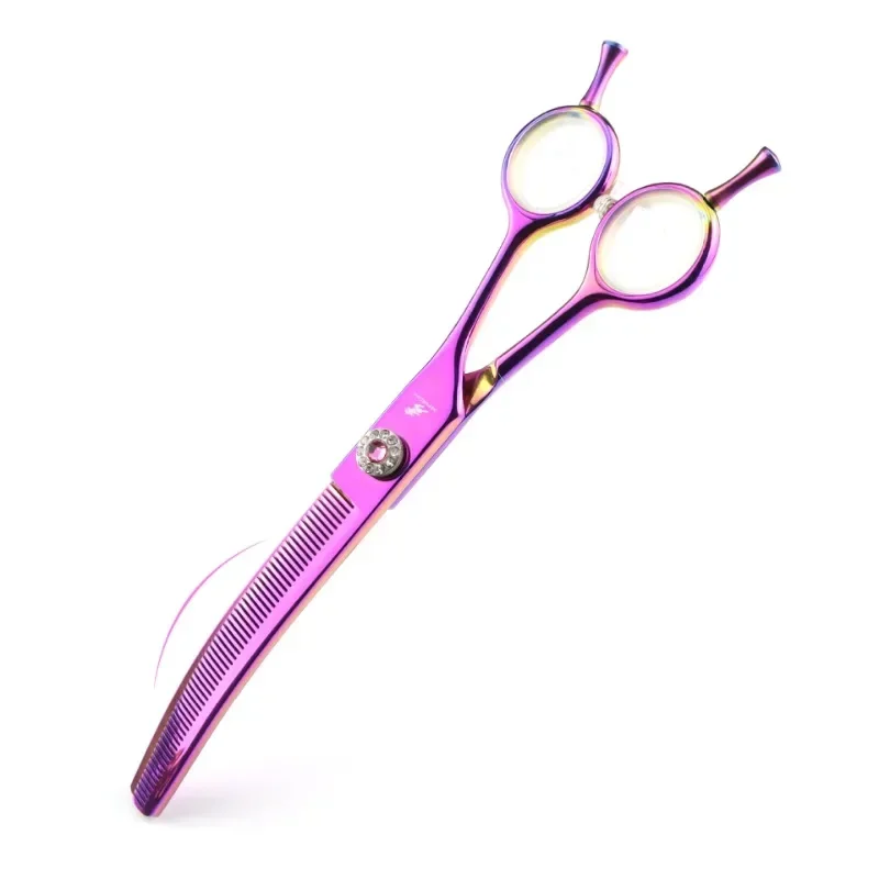 High-end 7.25 Inch Professional Dog Grooming Scissors Curved Thinning Shears for Dogs & Cats Animal Hair