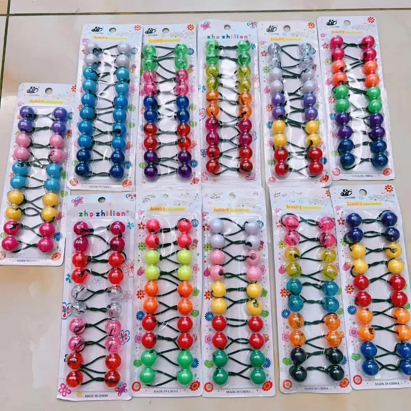 

30pieces Twinbead Bubble Ball Ponytail Elastic Beads Knocker Ball Hair Ties for Toddler Girls Braids & Styles Hair Accessories