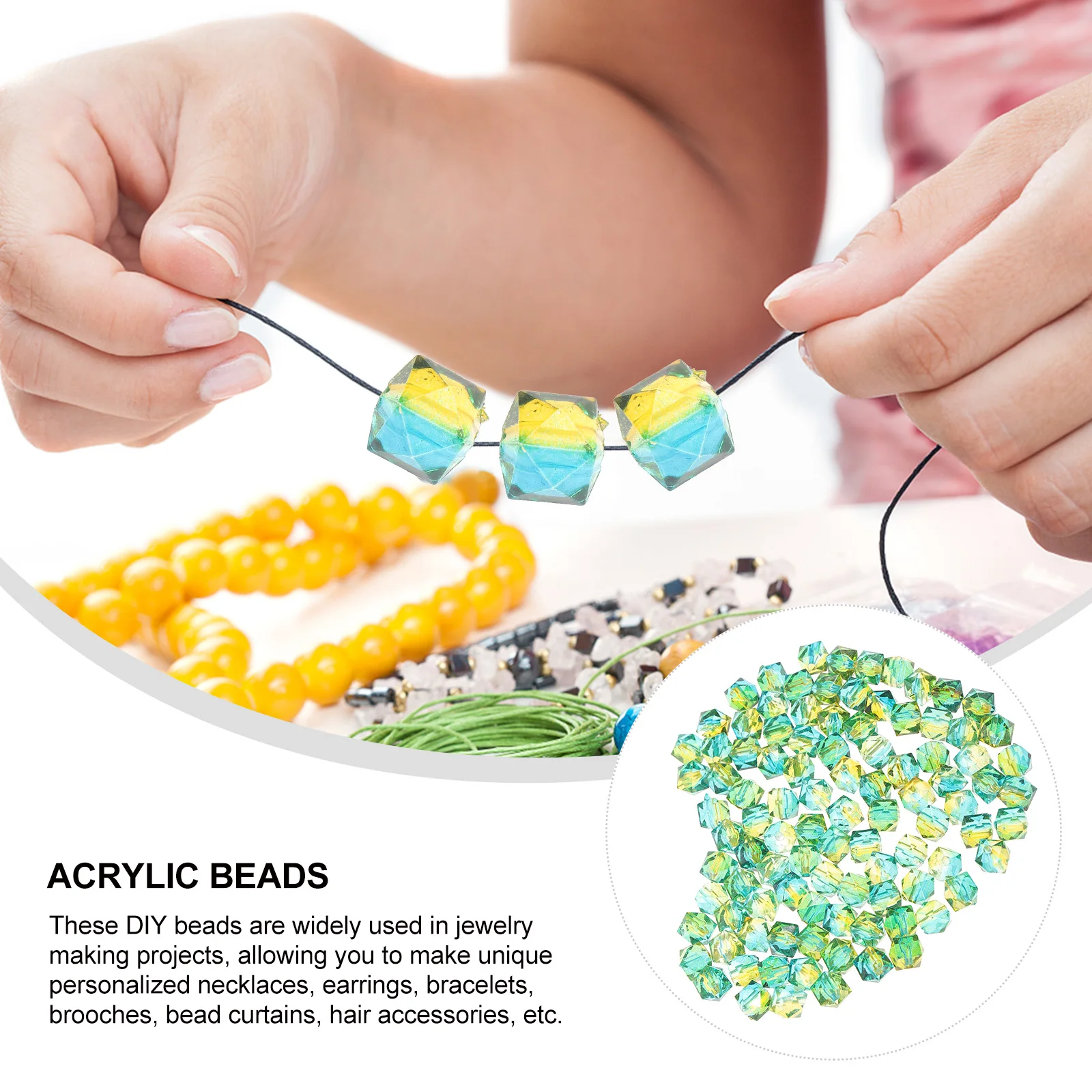 

200 Pcs Painted Bead Accessories Jewelry Spacer Beads for Making Small DIY Craft Crystal Supplies Decorative Acrylic Bracelets