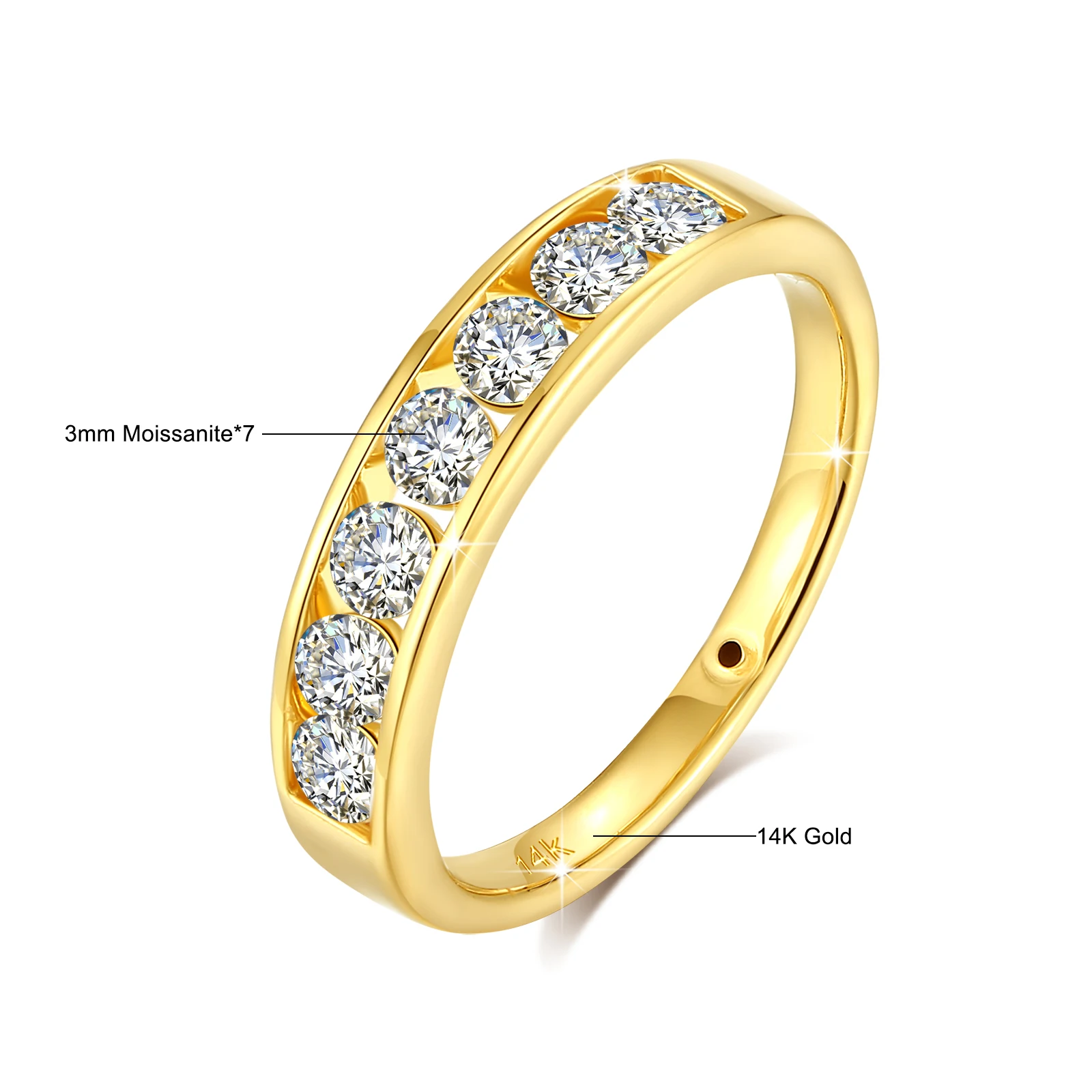 Szjinao 100% Real 14k Gold Wedding Band  For Women 7 Stone Moissanite Diamond  Women AU585 Gold Jewelry Gifts For Ladies Sale
