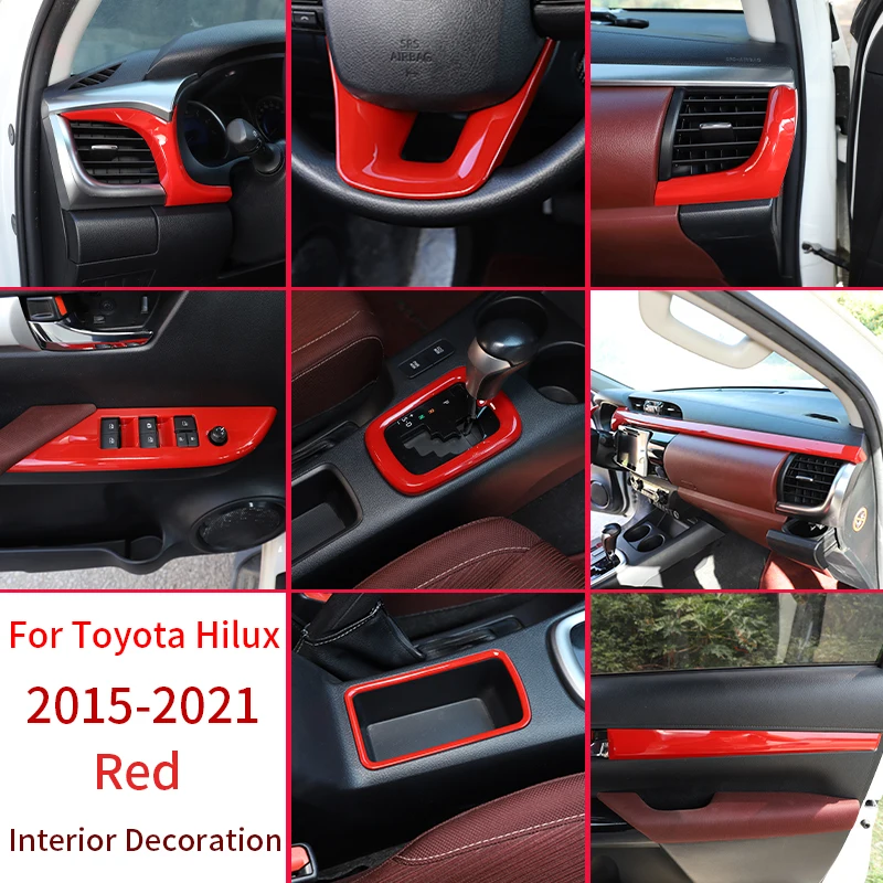 

Car Center Console Frame Decorative Panel ABS Red Car Styling for Toyota Hilux 2015-2021 Interior Accessories