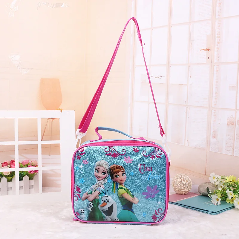 Disney-fiambrera de dibujos animados para niños y niñas, bolsa bonita de Spiderman y frozen, novedad