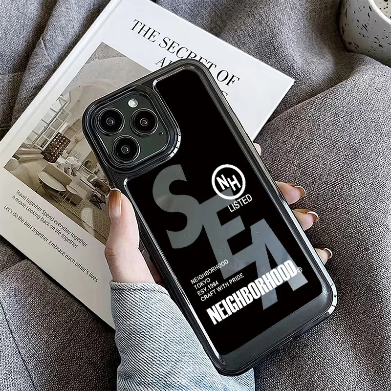 Fashion SEA Hollow Out Case For Iphone 16 Pro Max Clear Space Shell 16 Plus X XR XS Max Acrylic Shockproof Cover