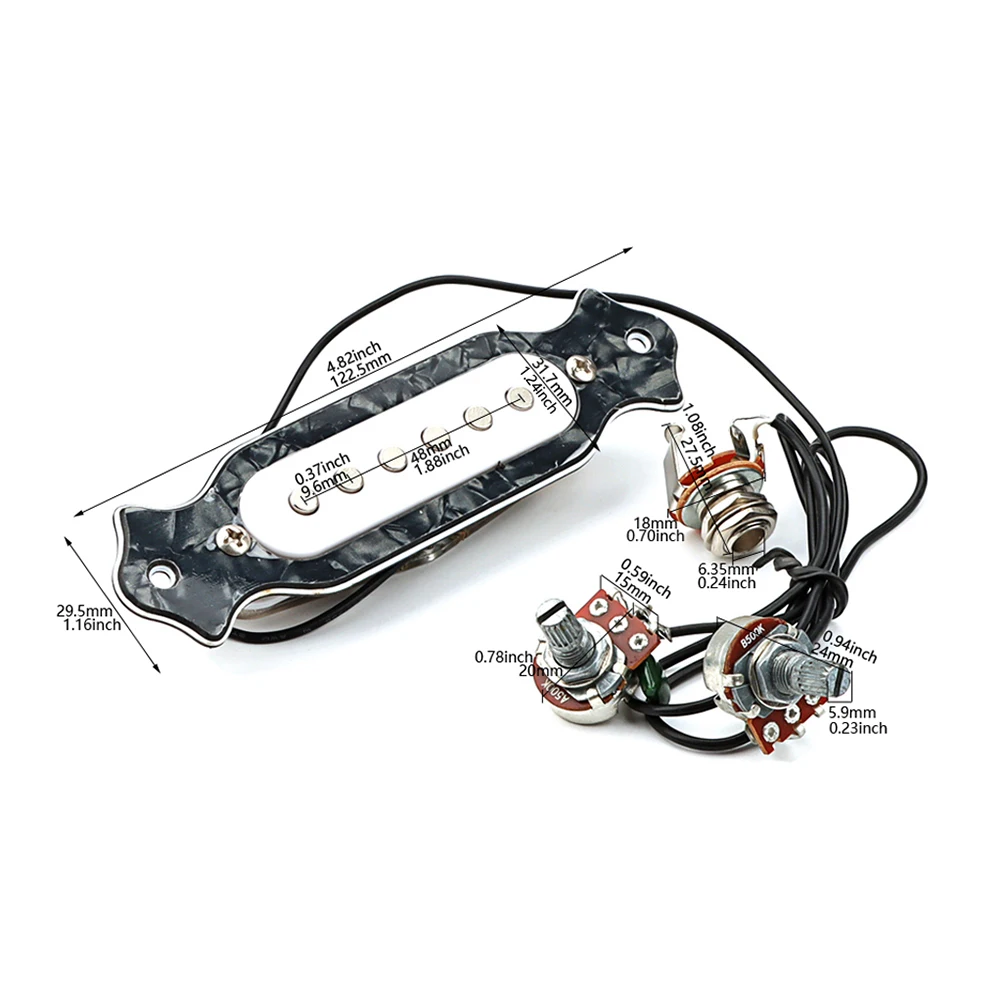 

Guitars Pickup Electric with Tone Acoustic Pickups Wiring Harness Volume Control Folk Black