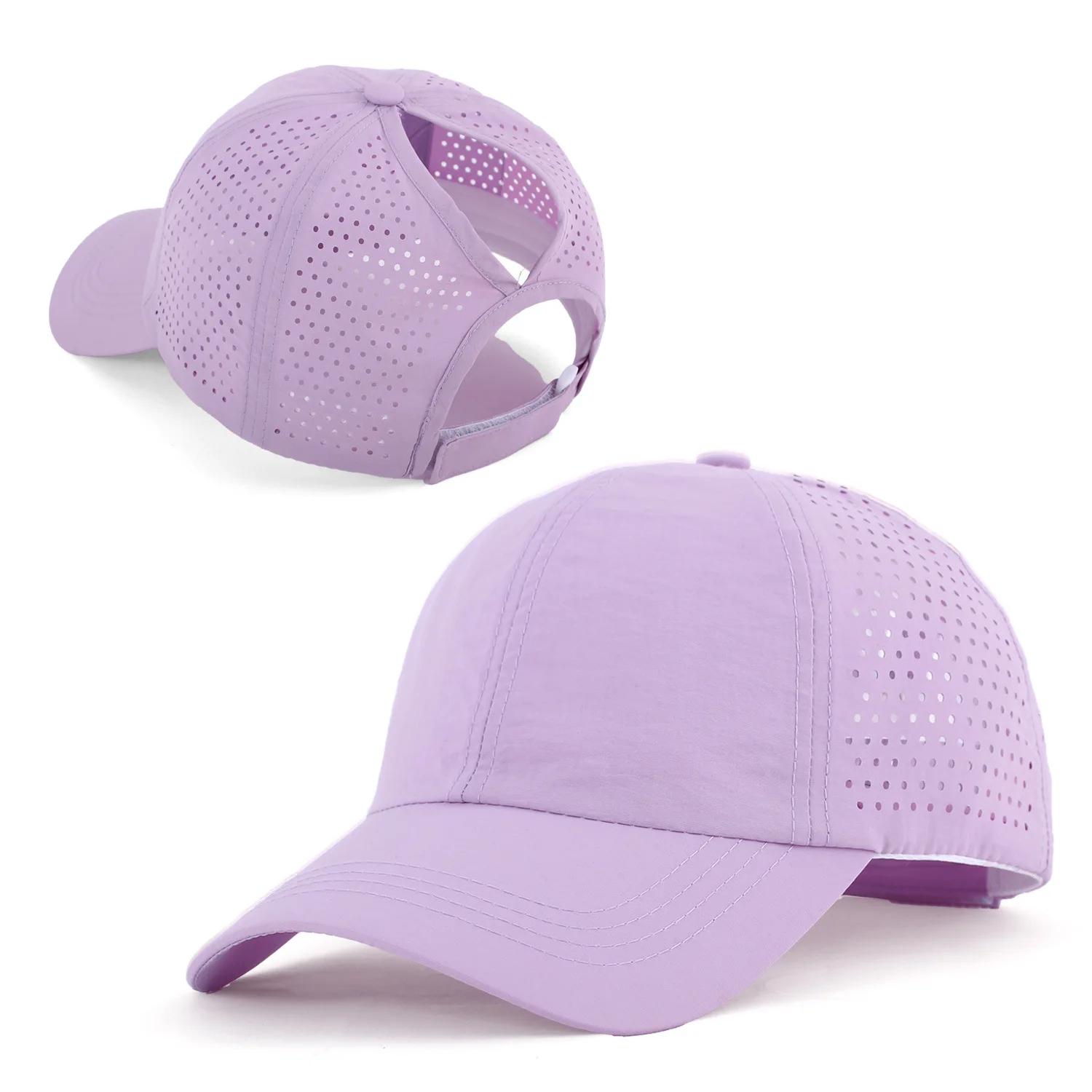 Schnell trocknender Zungenhut für Damen, atmungsaktives Mesh-Mütze für Herren, Sommer, UV-Schutz, cool bleiben, stilvoll, verstellbar, Pferdeschwanz-Mütze – Detail 2