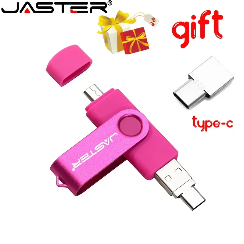 JASTER USB flash drives 3in1 OTG High speed U disk 64GB Rotatable Memory stick Free TYPE-C Adapter Business gift Micro USB Stick