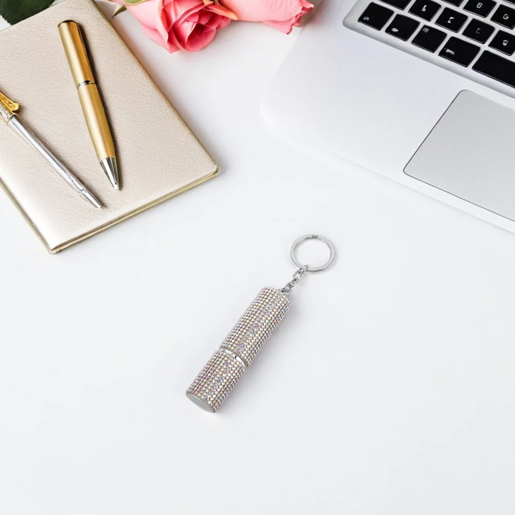 

2Pcs Perfume Bottle Keychain Rhinestone Refillable Portable 5Ml Mini Atomizer for Travel Women's Scent Carrier Compact Crystal