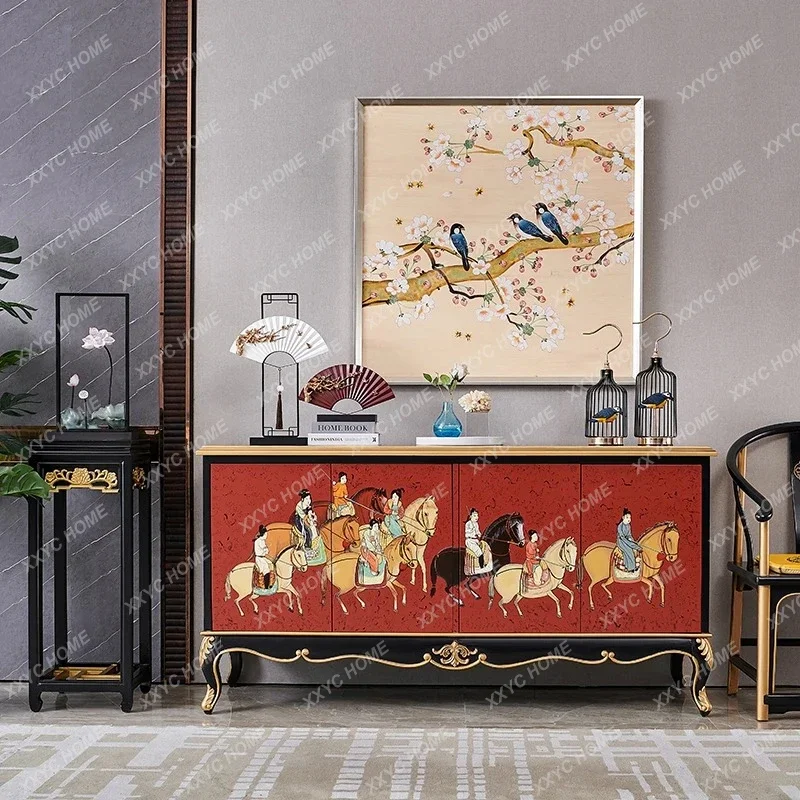 غرفة معيشة صينية حديثة، طاولة جانبية، تخزين أمريكي فرنسي، خزانة ديكور للمدخل #6