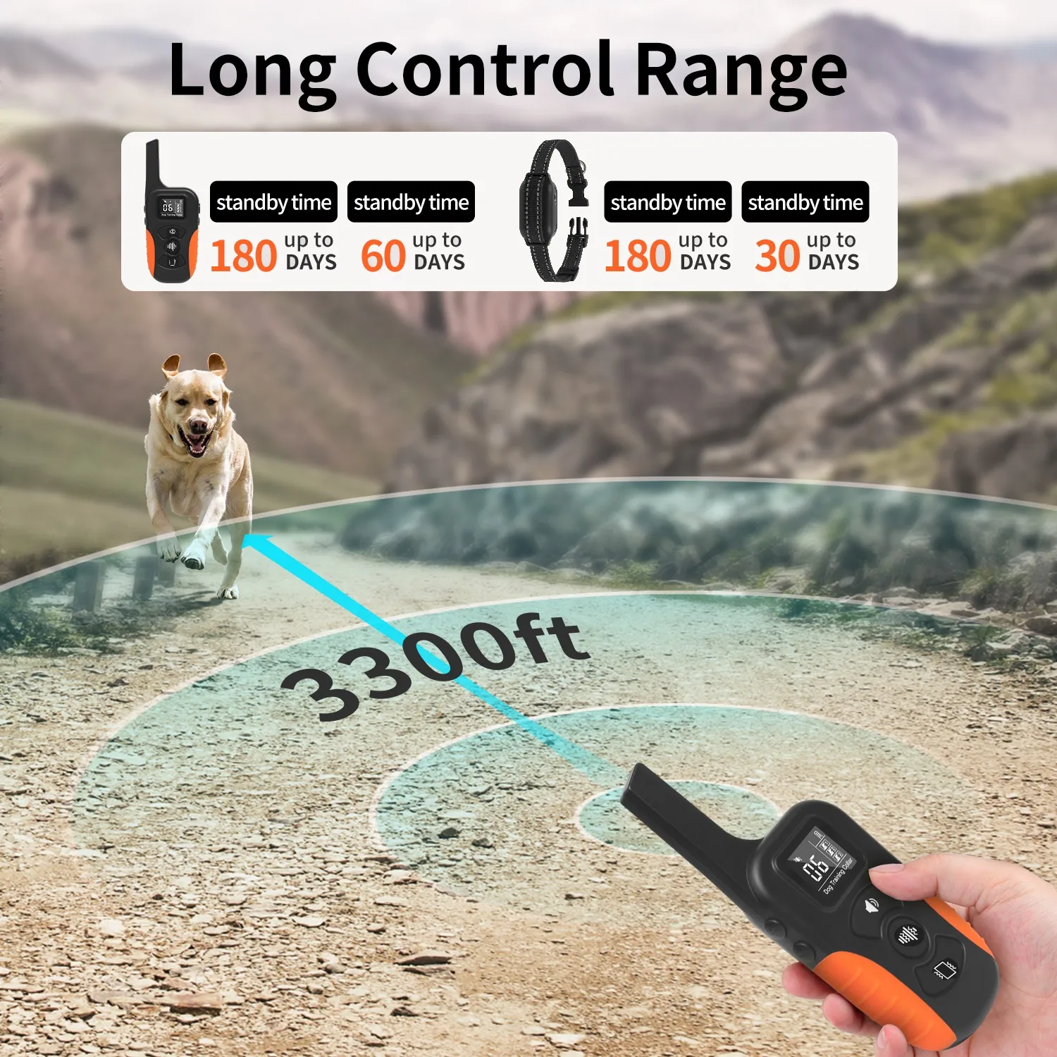 No Shock 3300ft Remote Dog Training Collar Vibrating 9 Tones Strong Vibration IPX7 Waterproof Rechargeable Bark Stop Training