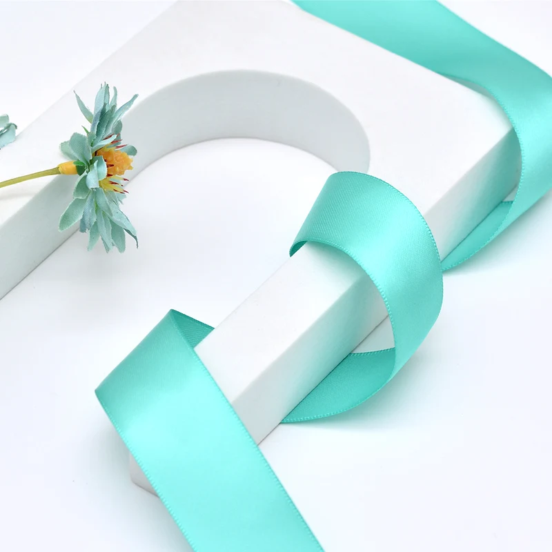 YAMA 25 28 32 38 mm 100yards/lot Double Face Satin Ribbon Light and Dark Green for Party Wedding Decoration Handmade Rose Flower
