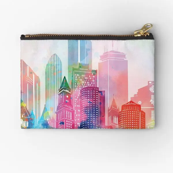 Boston Skyline  Zipper Pouches Pure Panties Socks Wallet Underwear Key Women Coin Men Pocket Money Packaging Bag Cosmetic