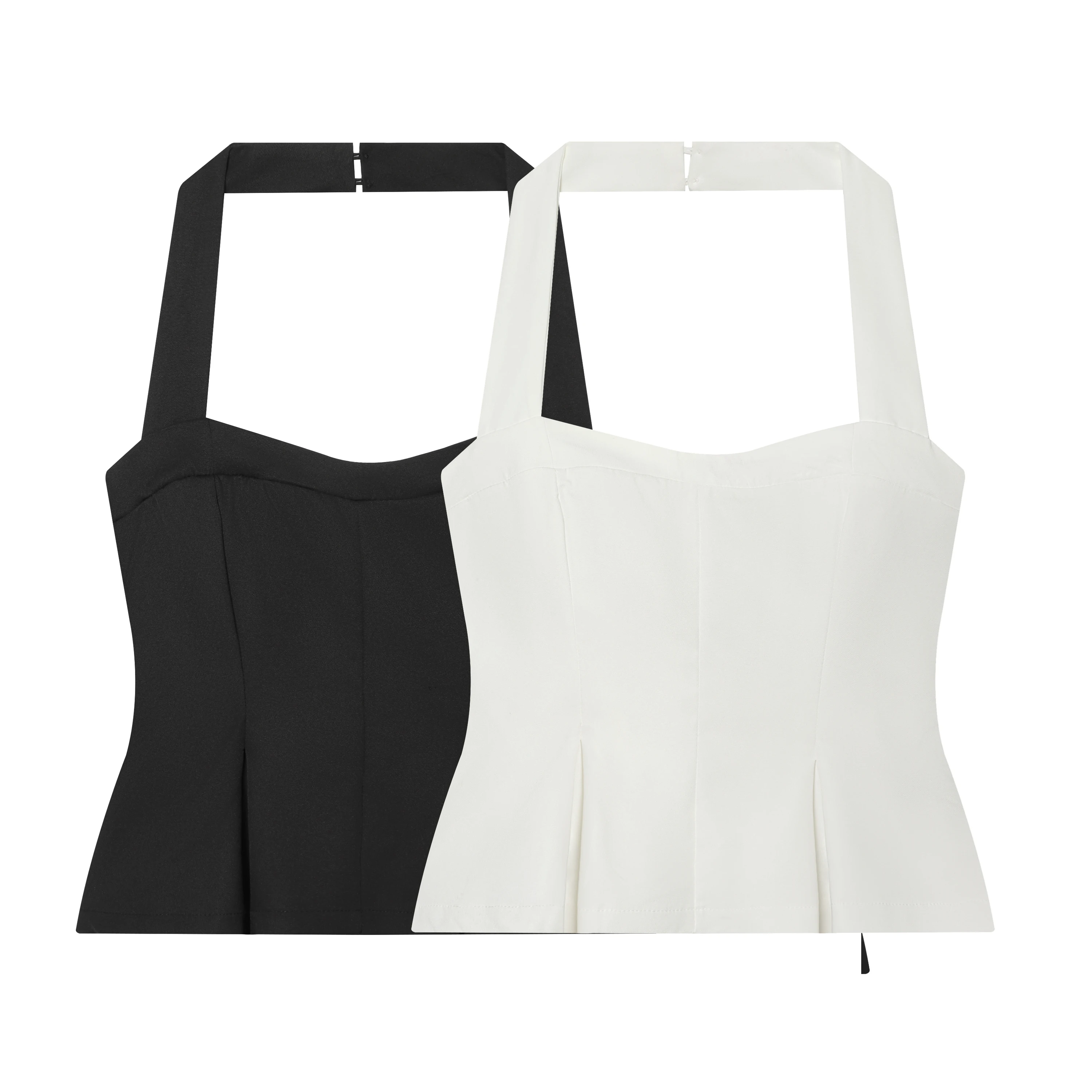 DUOPERI Women Summer Solid Halter Tank Top Female Chic Lady Sleeveless Casual Camisole Vest
