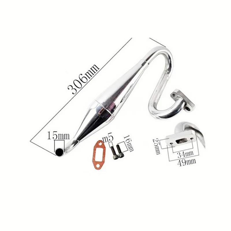 

HSP RC CAR SPARE PARTS 050024- Polished Exhaust Pipe (AL.) FOR 1/5 GAS RC TRUCK 94050