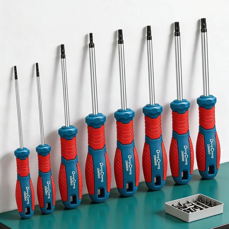 8pcs Torx Screwdriver Set T8-T40 100mm CR-V Heat Treated Magnetic Tip Chrome Plated Bi-Color Handle Strong Torque Tool Kit