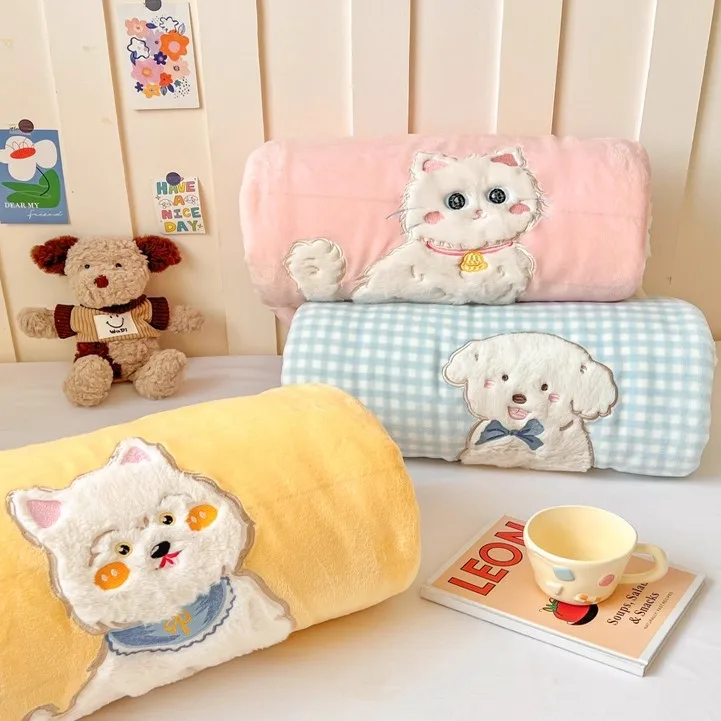 

Утолщенное одеяло из молочного вельвета с имитацией овечьей шерсти, с мультяшным рисунком, для офиса, для дневного сна, для дивана, детское, теплое, зимнее