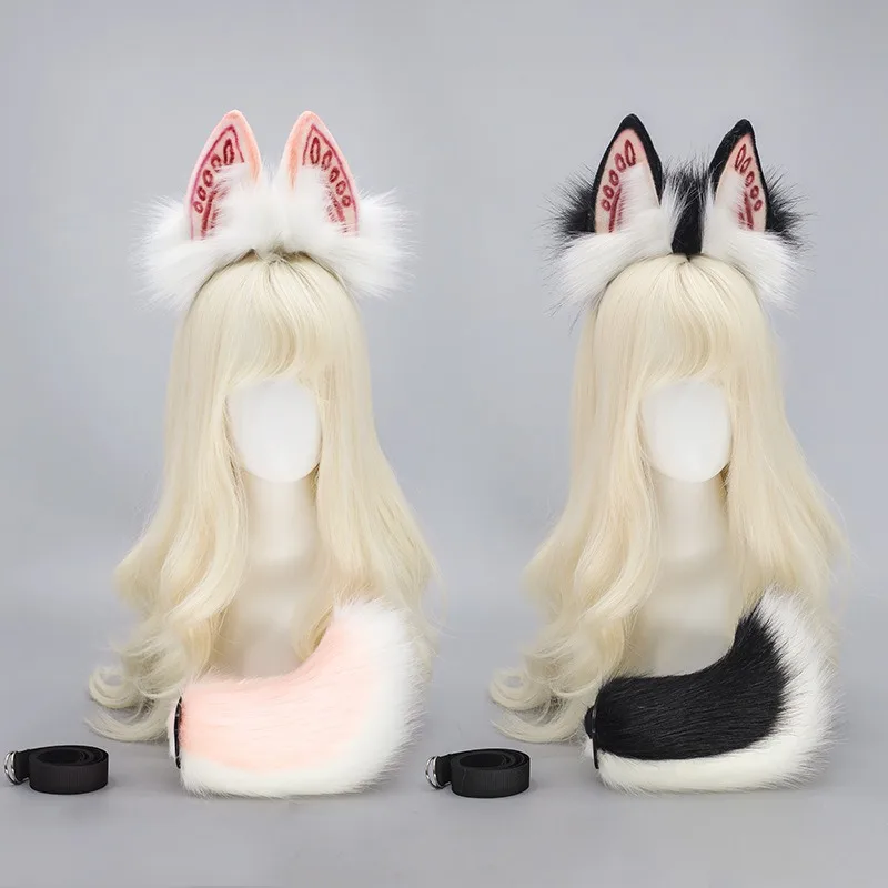 Handmade Plush Faux Fur กระต่ายหูแถบคาดศีรษะ Lolita Hairwear ผู้หญิงคอสเพลย์อุปกรณ์เสริม Props สัตว์หู Hairband หญิง Headwear