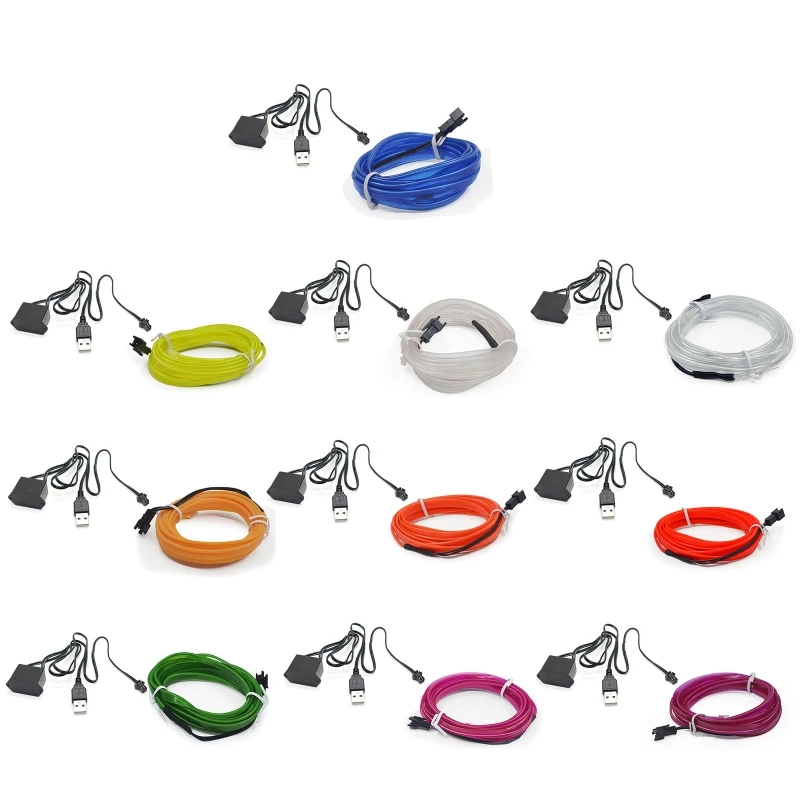 

094D LED Light Glow Wire String Strip Rope Tube Car Interior LightStrip Decor