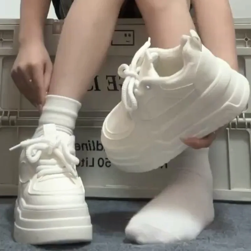 

Women's Platform Sneakers | All-White Design, Minimalist Versatile Fashion Footwear