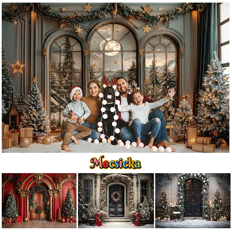 

Mocsicka Winter Christmas Backdrop For Kids Adult Family Photography Holiday Party Baby Portrait Photo Background Banner