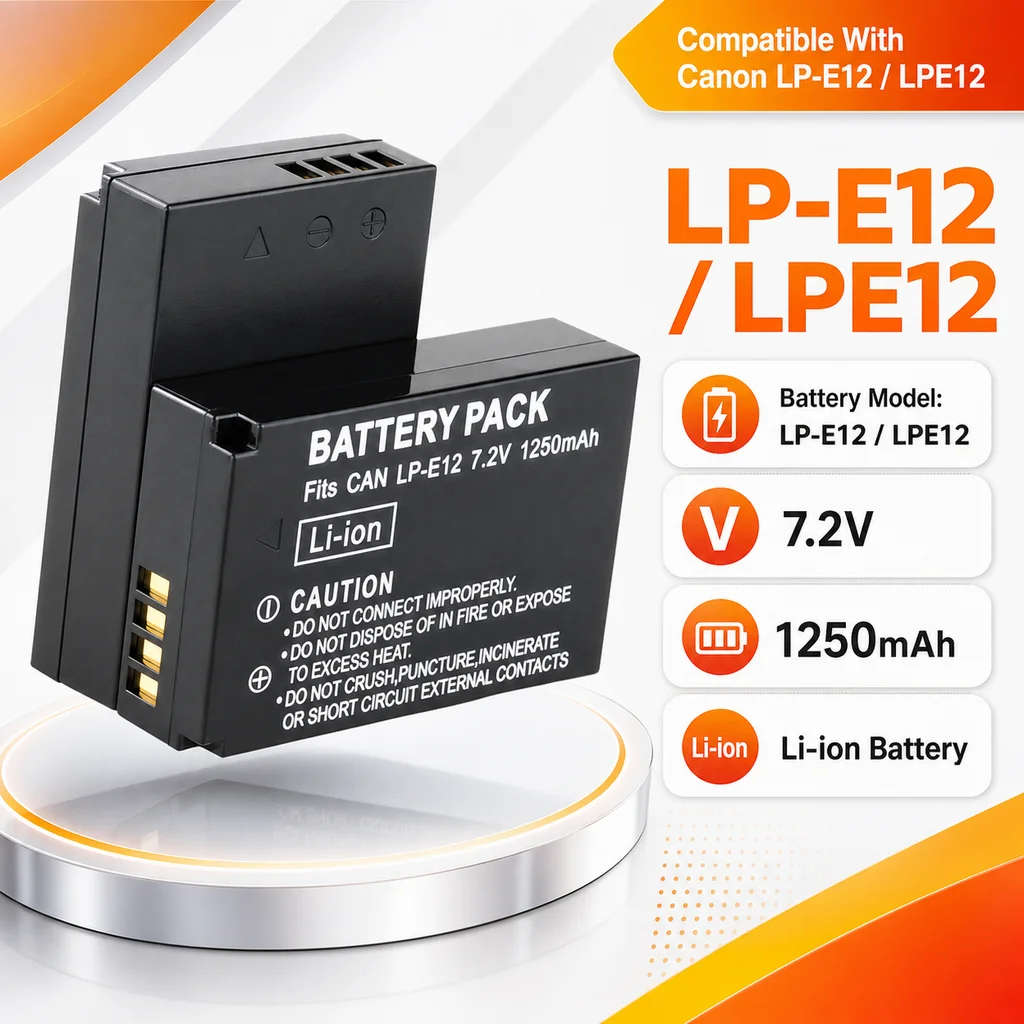 Rechargeable Camera Battery LP-E12 1250mAh Replacement Power Pack For Canon EOS M50 M100 M10 100D Rebel SL1 Kiss X7