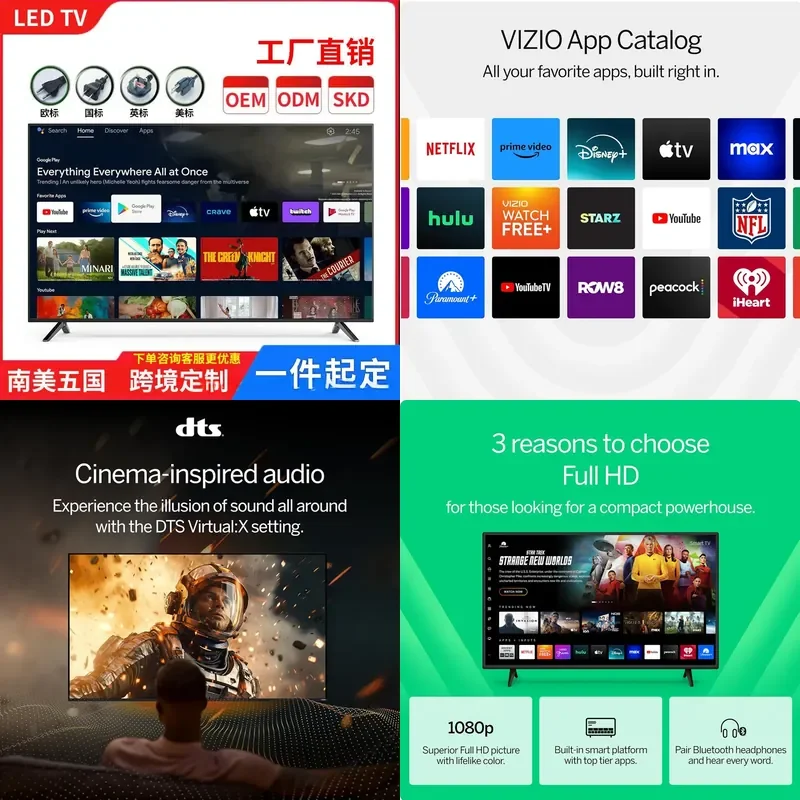 for Smart TV 100 85 75 70 65 55 43 32 17 Inch LCD Television African Market Source Factory Direct Sale