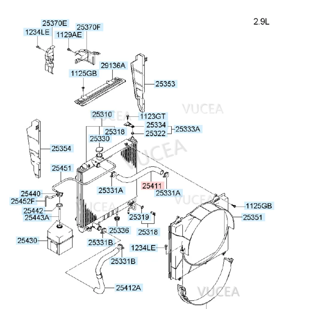 HOSE-RADIATOR INLET For Hyundai Terracan 2.9L Brand New Genuine Radiator Upper Hose OEM 25411-H1910 25411 H1910 25411H1910