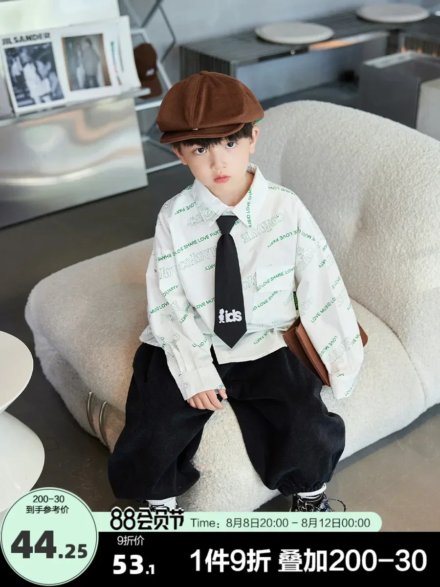 Children's Clothing Boys' Shirt Long Sleeve Autumn Wear 2022Big Children  Coat Children's Fried Street Shirt Fashion