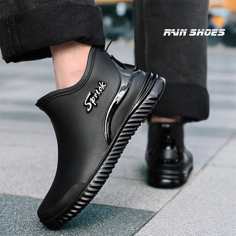 Couples Short Rain Shoes Fashion Light Waterproof Shoes Non-Slip Sports Korean Rain Boots