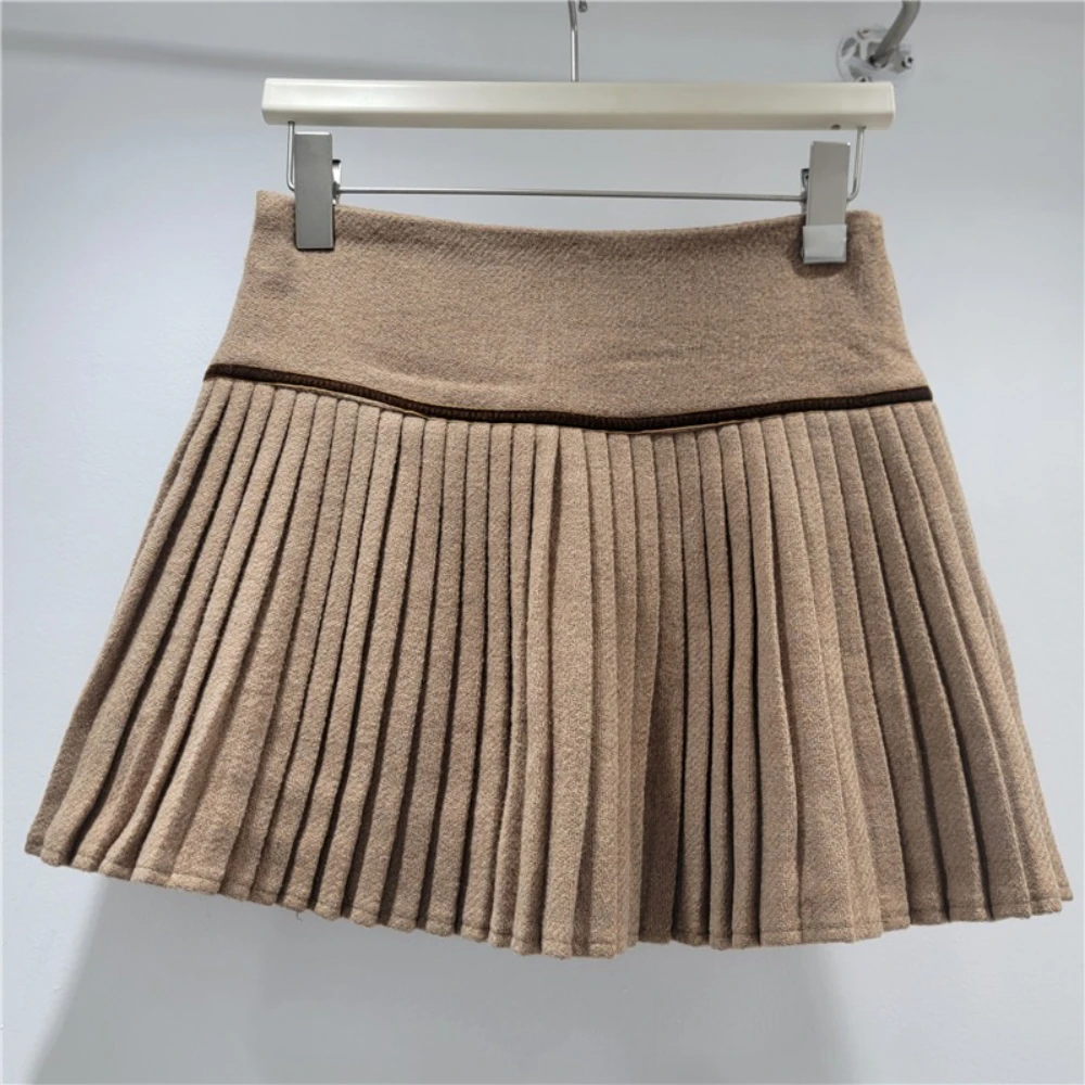 GALCAUR Solide Verstärktes Falten Rock Grundlagen Weibliche Hohe Taille Abnehmen Streetwear Casual frauen Röcke Herbst Mode Stil Neue