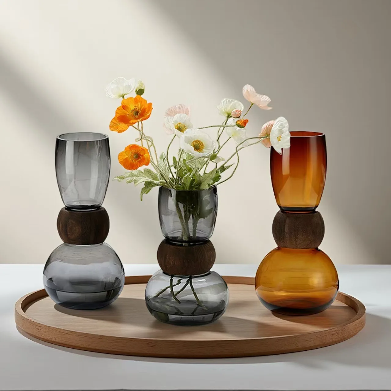 Creative Light‑Luxury Glass Vase, Hydroponic & Dried Flower Table Decor For Coffee Table Dining Room Showroom