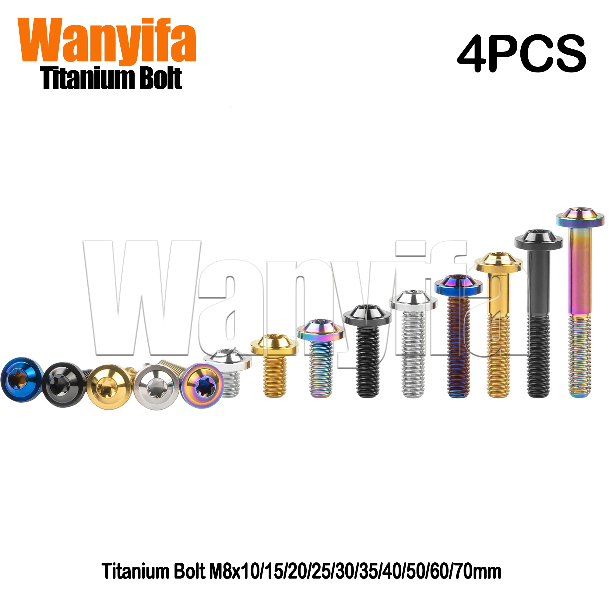 Wanyifa Titanium Bolt M8x10/15/20/25/30/35/40/50/60/70mm Torx Screw for Fit Motorcycle Scooter Fastener Engine Cover 4Pcs