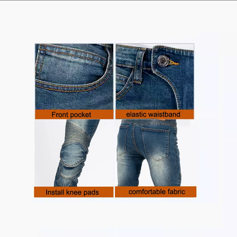 Motorcycle Pants slim fit jeans all season racing riding pants for men women with armor pockets armor not included 02