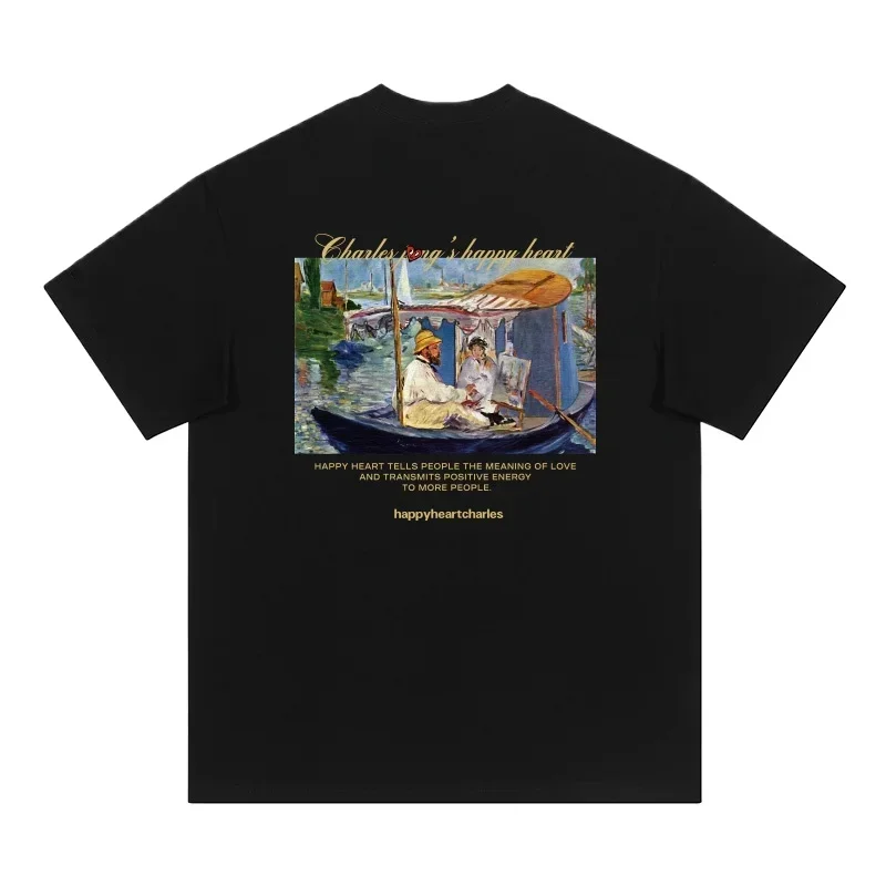 تي شيرت كازابلانكا مطبوع بأكمام قصيرة من العلامة التجارية الدولية للرجال، مصنوع من القطن الخالص بنسبة 100%، رقبة دائرية، مقاس فضفاض، مقاس كبير #2