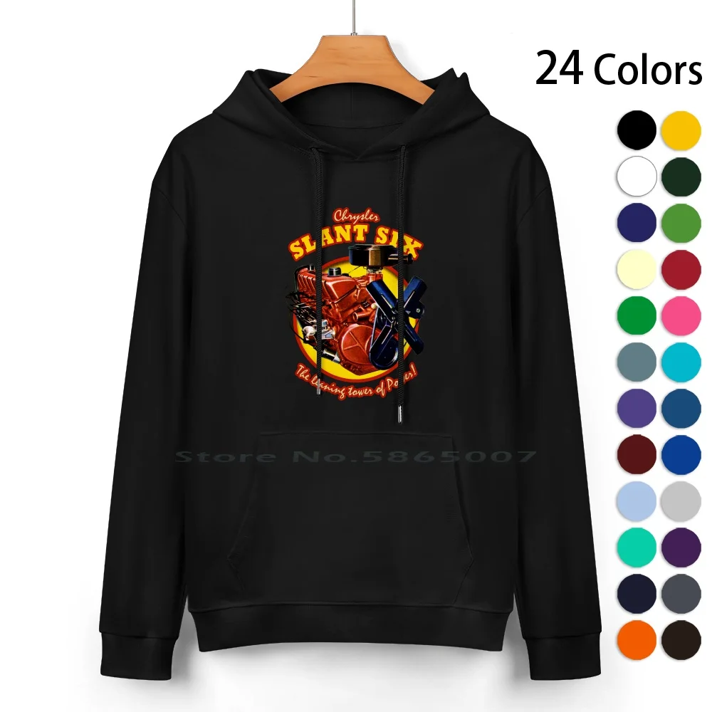 Slant 6 Essential Pure Cotton Hoodie Sweater 24 Colors Chrysler Mopar Plymouth Valiant Vintage Car Hot Rod Slant Engine Six