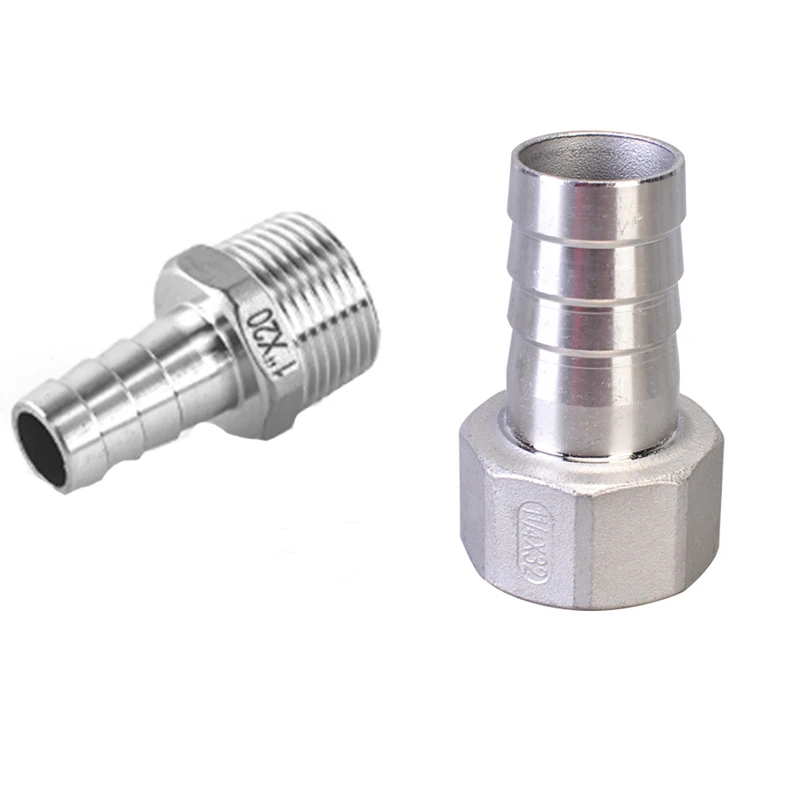 

304 Stainless Steel Joint 6/8/10/12/14/16/19/25/32mm Hose to Male Female Hexagonal Fittings 1/8 1/4 1/2 3/4 inch