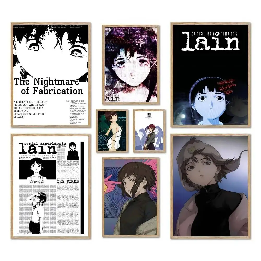 Serielle Experimente Lain Poster Selbstklebende Kunst Wasserfester Papieraufkleber Kaffeehaus Bar Zimmer Wanddekoration
