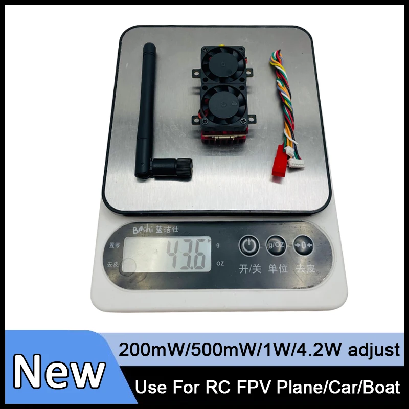 

SLONWAKE 5.8G VTX Video Transmitter 200mW/500mW/1000mW/4200mW adjustable VTX 2-6S build in two cooling fans use for RC Parts
