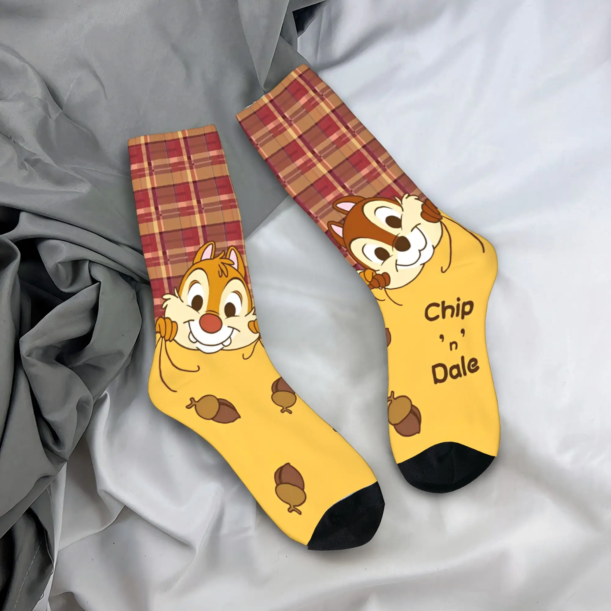 Chip N Dale Print Socks  Trendy Stockings Women Men Soft Breathable Running Socks Spring Graphic Non Slip Socks