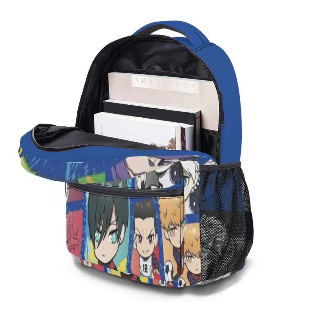 Mochila impermeável com fechadura azul feminina, bolsa de escola secundária, bolsa de livros para viagem portátil, nova moda, 17in