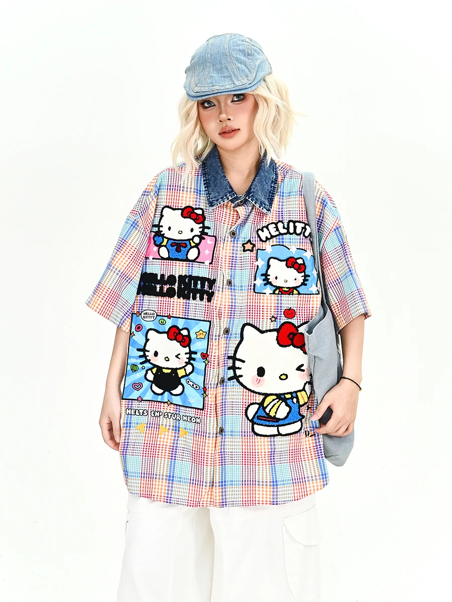 

Lazy Plaid ort Sve Loose Women's irt Summer 2026 New Sle Bf Japanese Retro Sweet Street Faion Fem Top