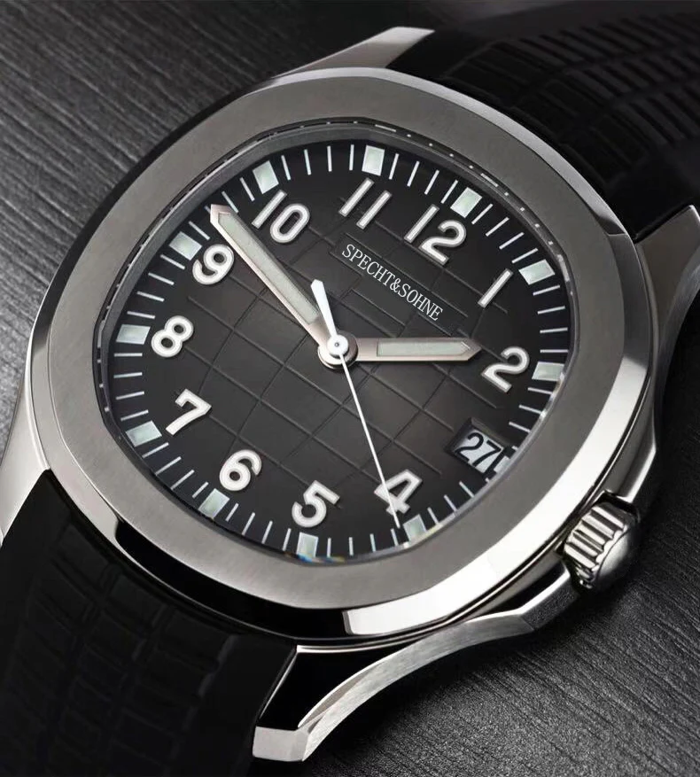 Specht&Sohne 2025, neue luxuriöse Herren-Mechanische Armbanduhr, Miyota 8215, Edelstahluhr, grüner Gummi-Saphir, Reloj Hombre – Detail 13